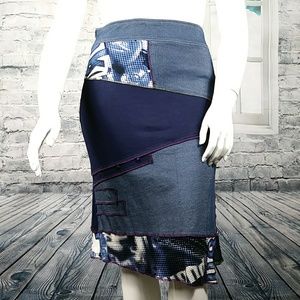 🌺 GIZEL Womens Sz M/L Mixed Fabric Skirt